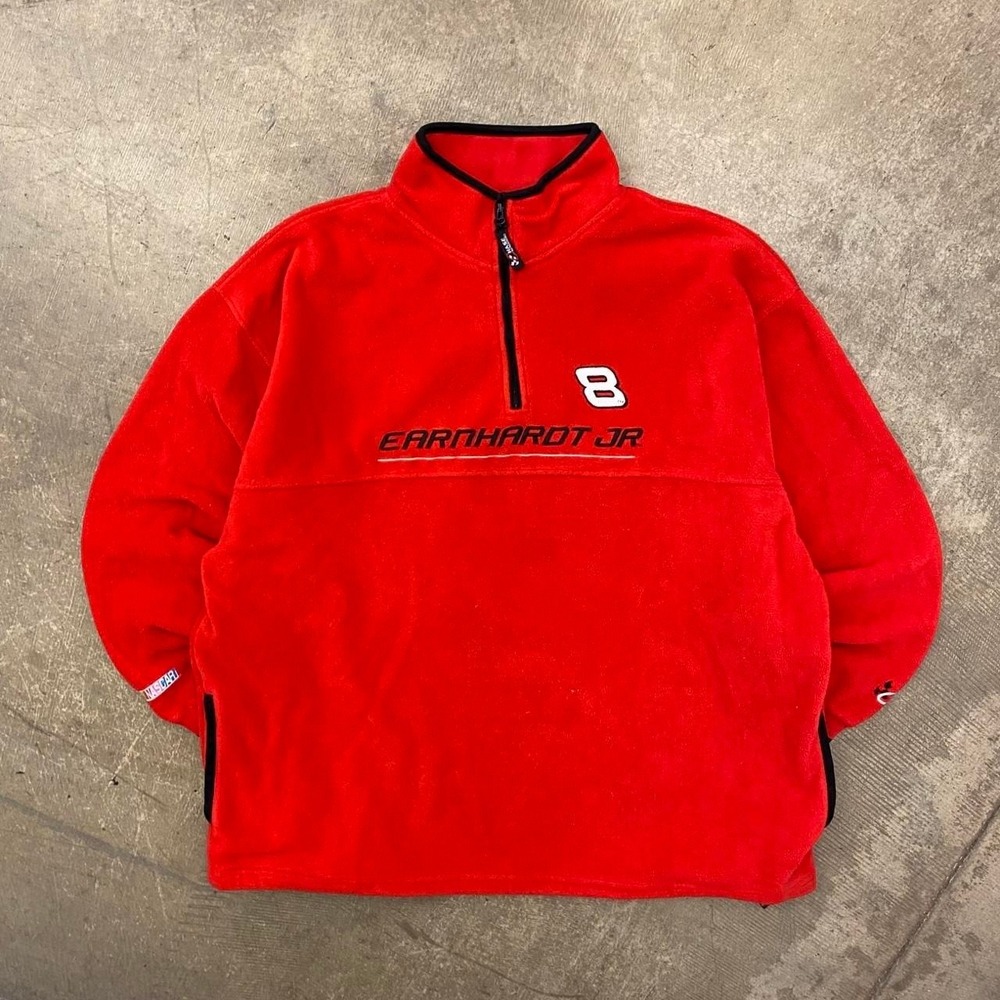 Vintage Dale Earnhardt Jr 8 NASCAR Racing Red Quarter Zip Fleece 2000s Size XXL